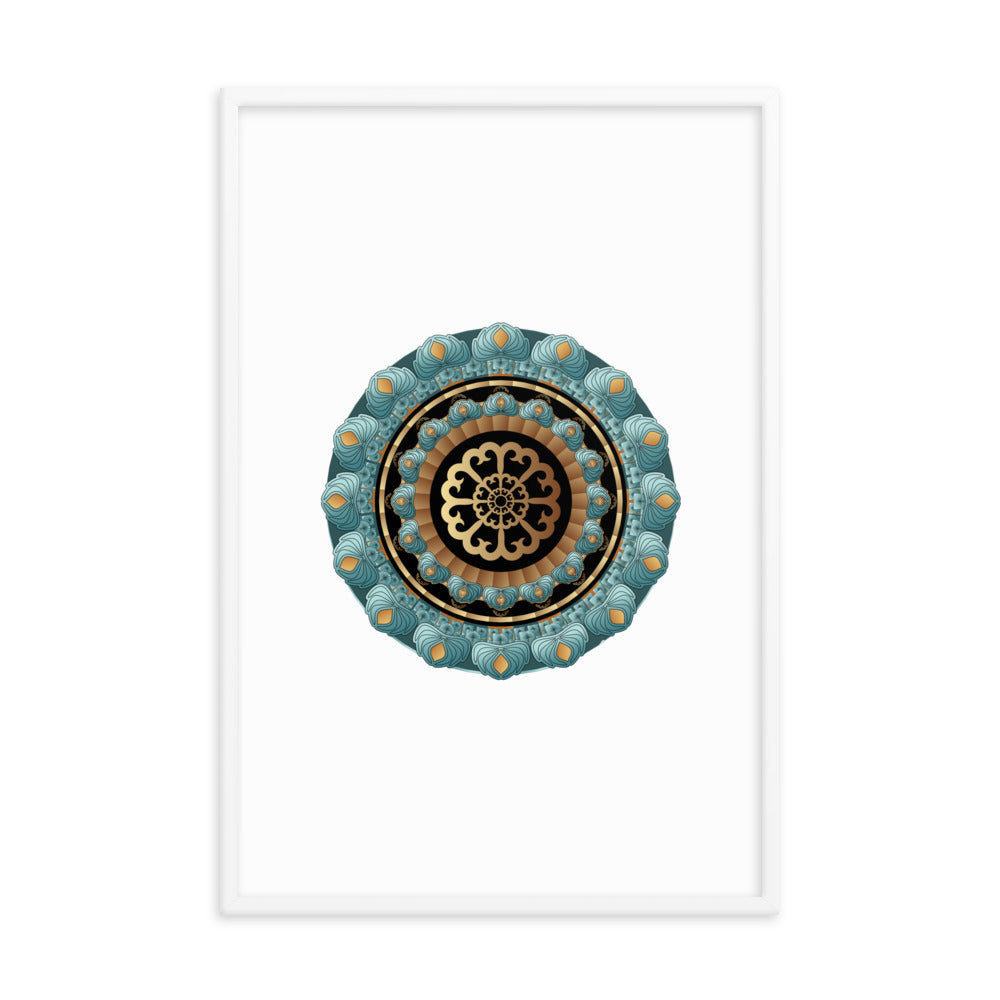 Framed poster Kuklos No 4440 Mandala Aqua - Gold Free Shipping