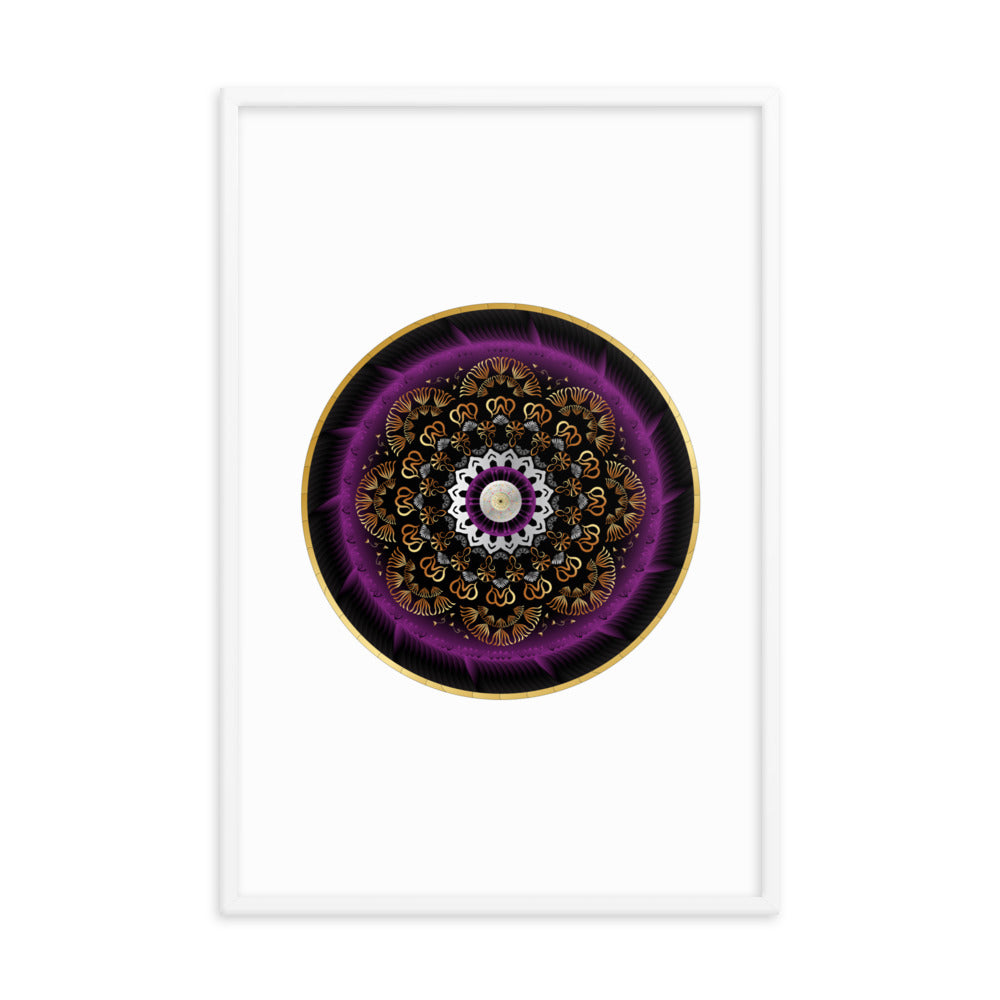 Framed poster Kuklos No 4497 Mandala Silver - Purple - Gold Free Shipping