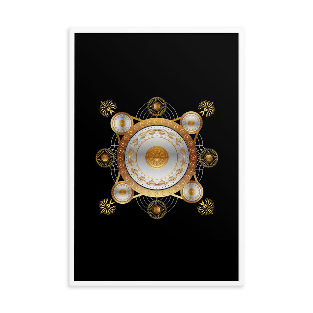 Framed Poster Kuklos No 4029 Mandala Silver - Gold Free Shipping