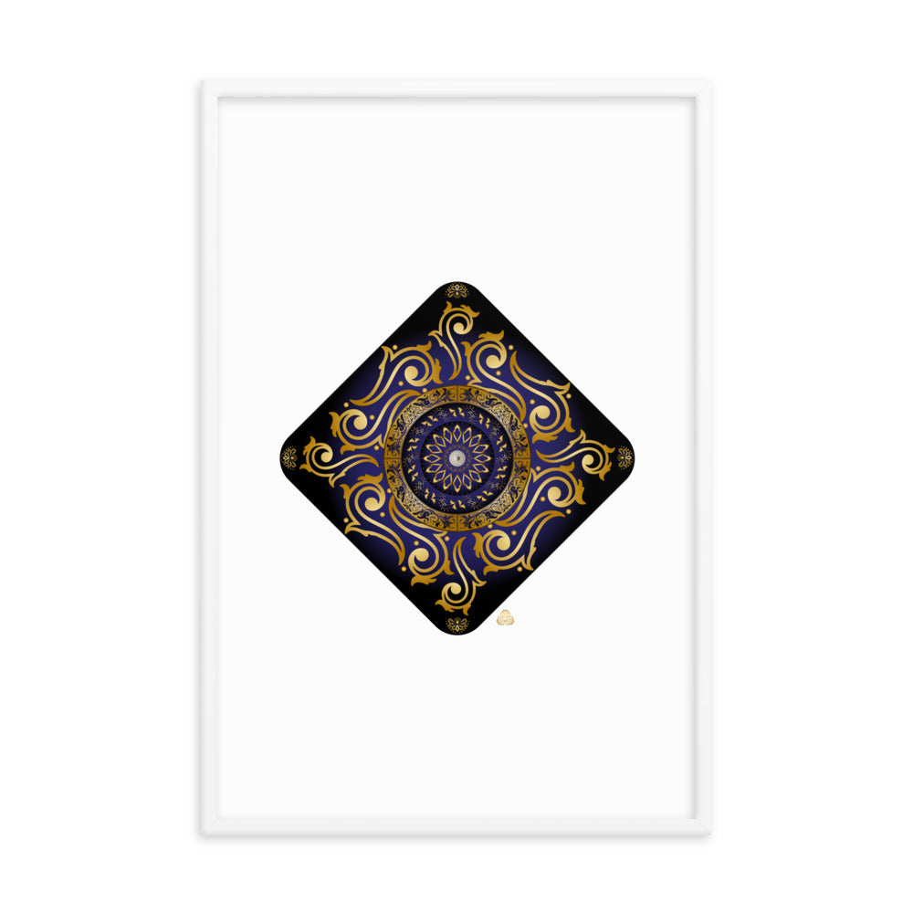 Framed Poster Kuklos No 4089 Mandala Dark Navy Blue- Gold Free Shipping