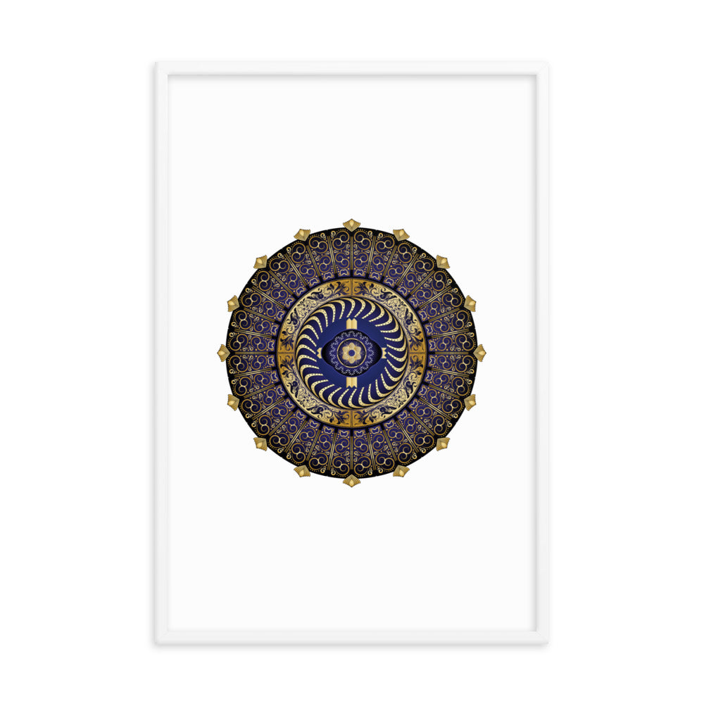 Framed Poster Circulosity No 2987 Mandala Navy - Gold Free Shipping