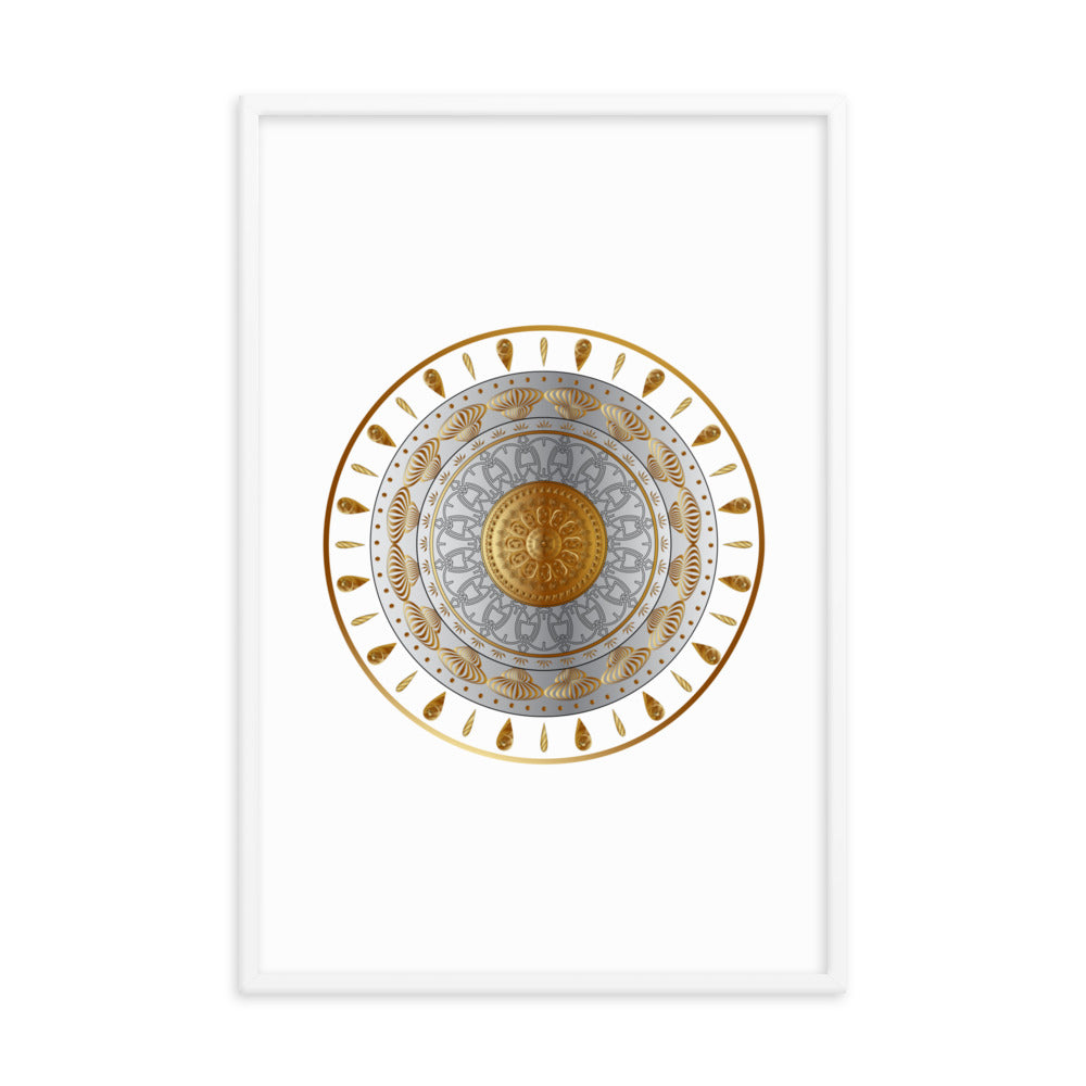 Framed Poster Circumplexical No 3531 Mandala Aqua - Gold Free Shipping