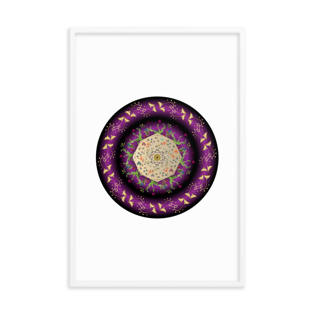 Framed Poster Circumplexical No 3676 Mandala Purple - Gold Free Shipping