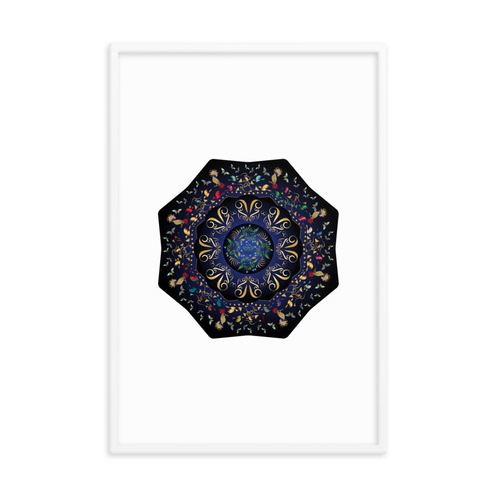 Framed Poster Circumplexical No 3796 Mandala Navy - Gold Free Shipping