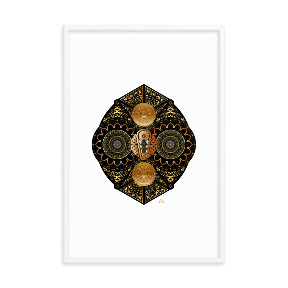 Framed Poster Circumplexical No 3927 Intricate Mandala Black - Gold Free Shipping