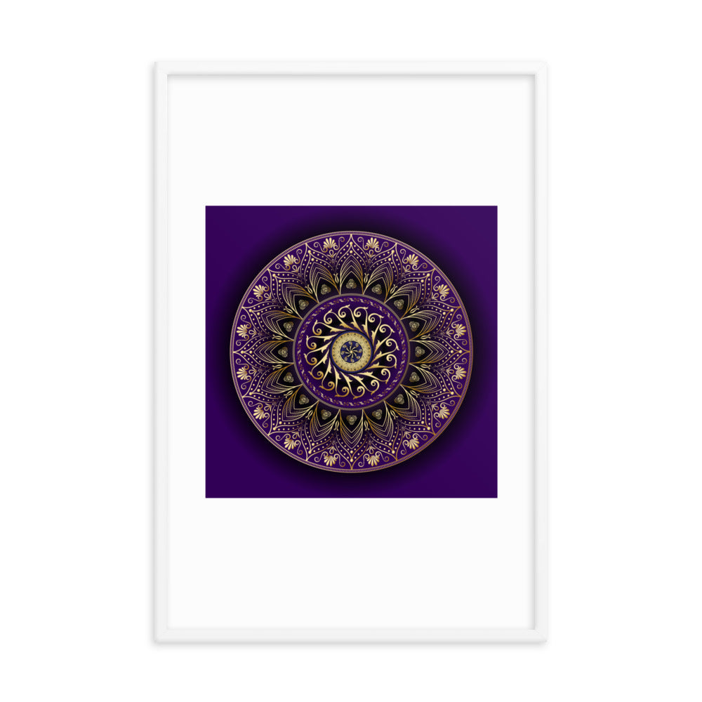 Framed Poster Circumplexical No 4006 Mandala Purple - Gold Free Shipping