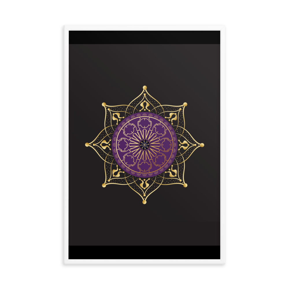 Framed Poster Circumplexical No 4017 Mandala Purple - Gold Free Shipping