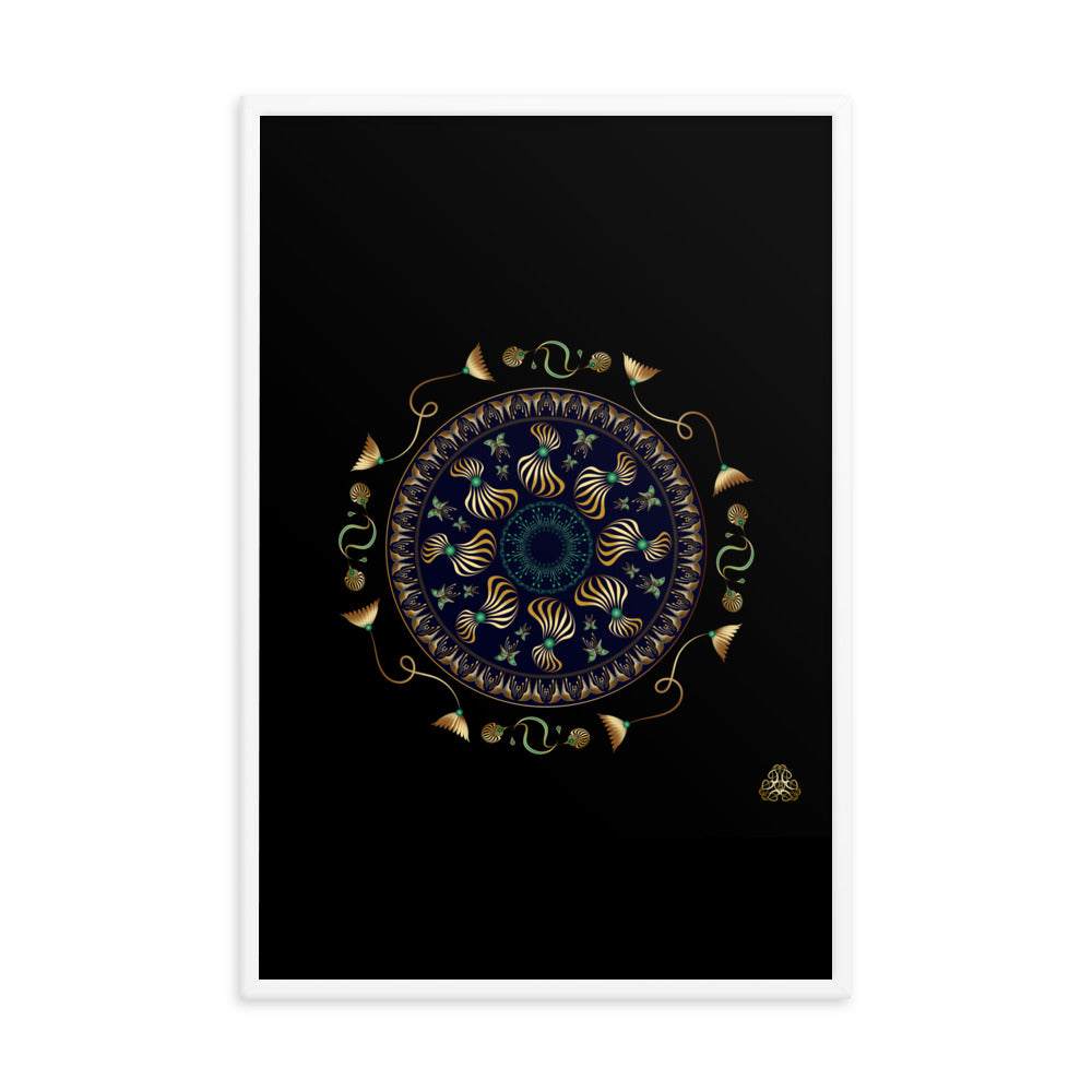 Framed Poster Kuklos No 4315 Intricate Mandala Black - Gold Free Shipping