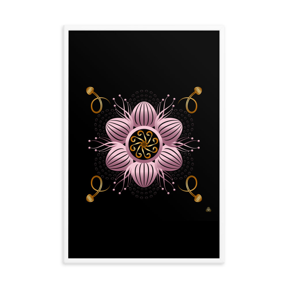 Framed Poster Kuklos No 4404 abstract Mandala Black - Gold - Pink Free Shipping