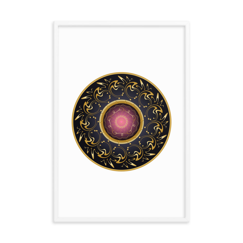 Framed Poster Complexical No 2155 Mandala Black - Red - Gold Free Shipping