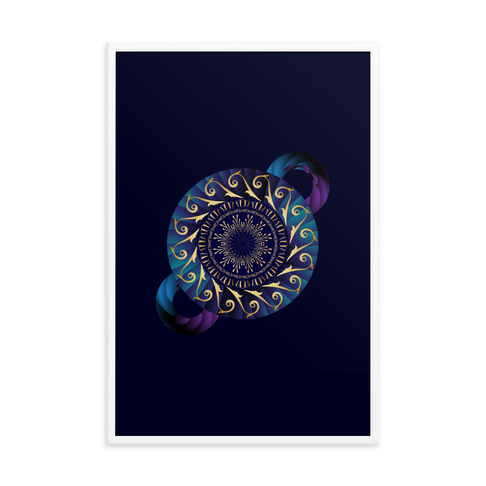 Framed Poster Kuklos No 4313 Mandala Gold - Teal - Purple Free Shipping