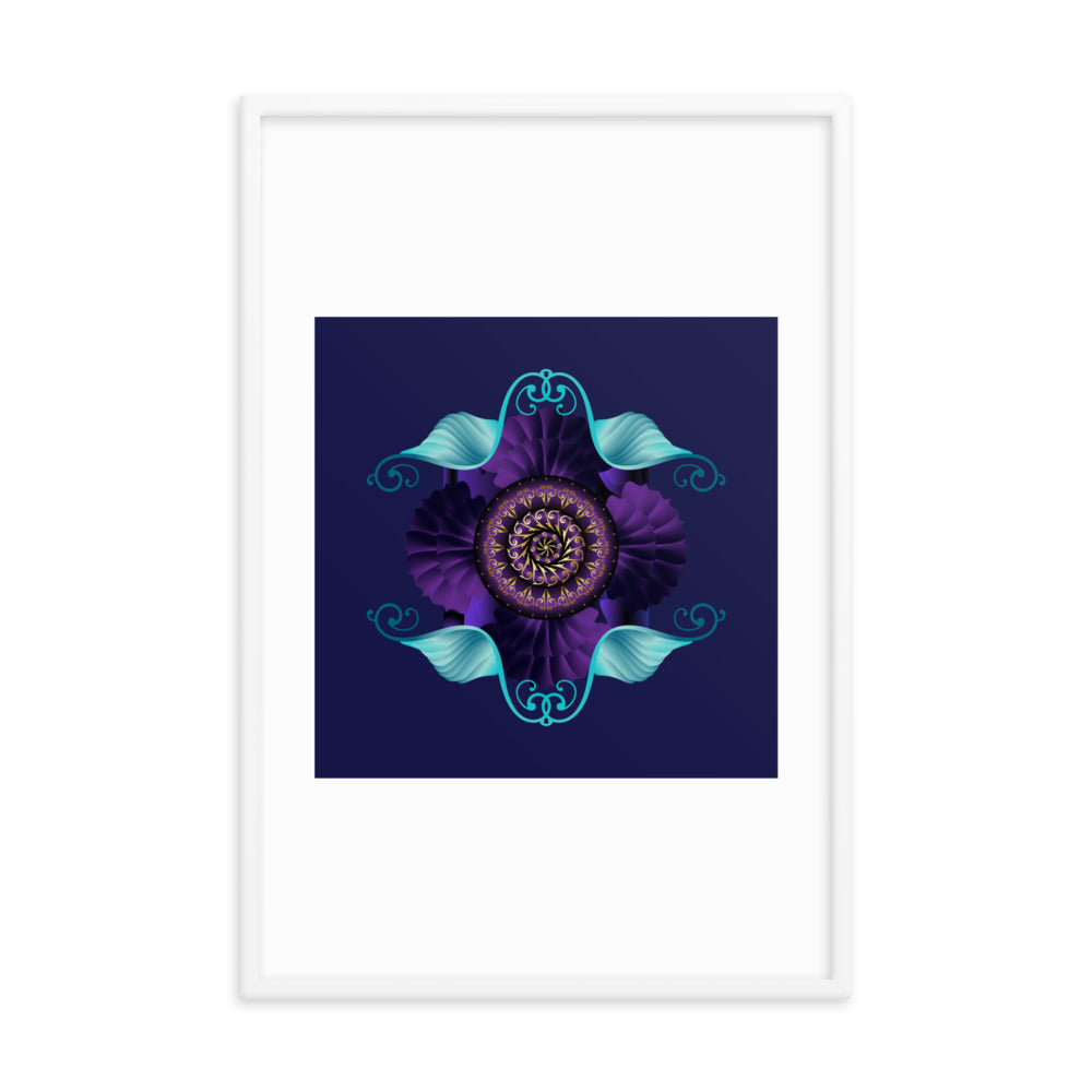 Framed Poster Kuklos No 4364 Mandala Aqua - Purple - Gold Free Shipping