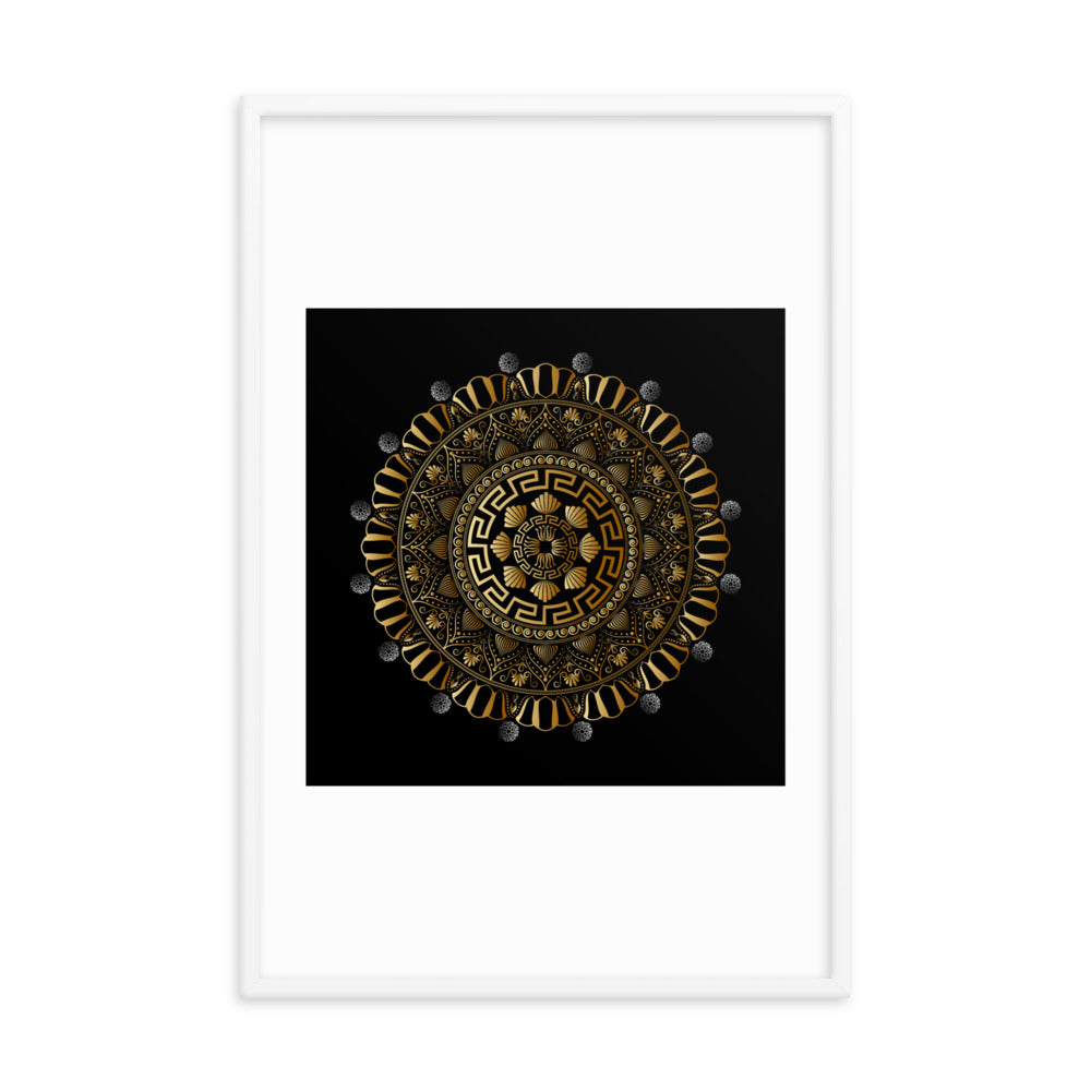 Framed Poster Kuklos No 4354 Mandala Black - Gold Free Shipping