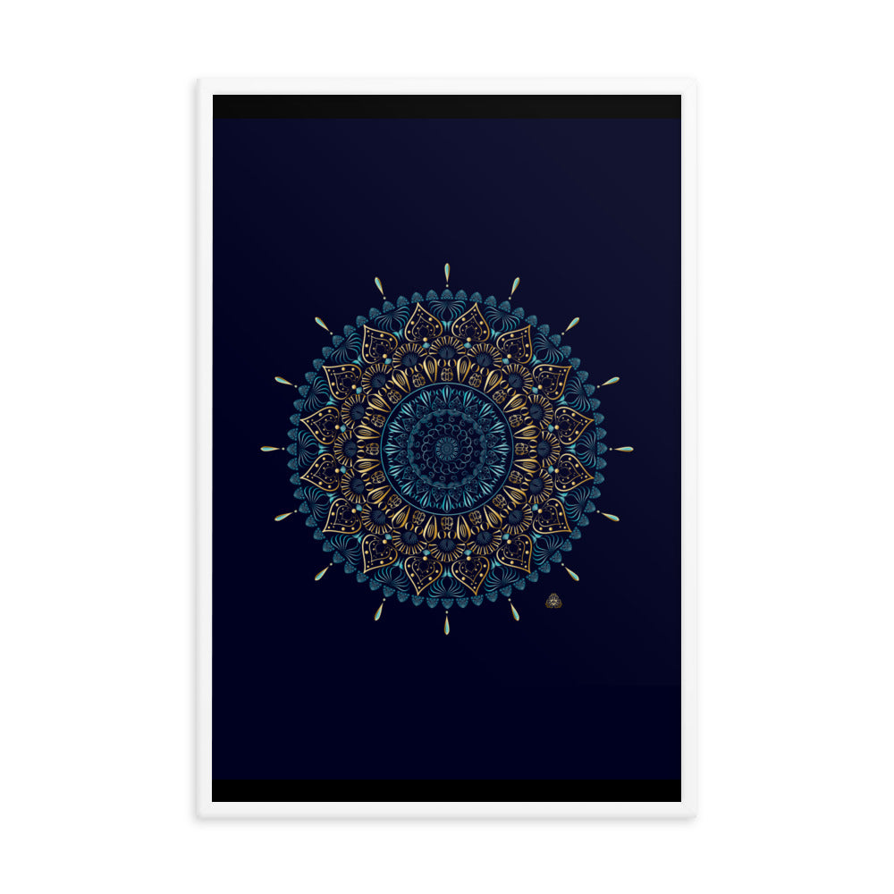 Framed Poster Kuklos No 4331 Mandala Aqua - Gold Free Shipping