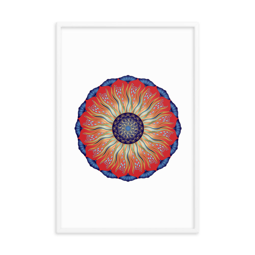 Framed Poster Circularium No 2627 Mandala Navy - Red - Gold Free Shipping