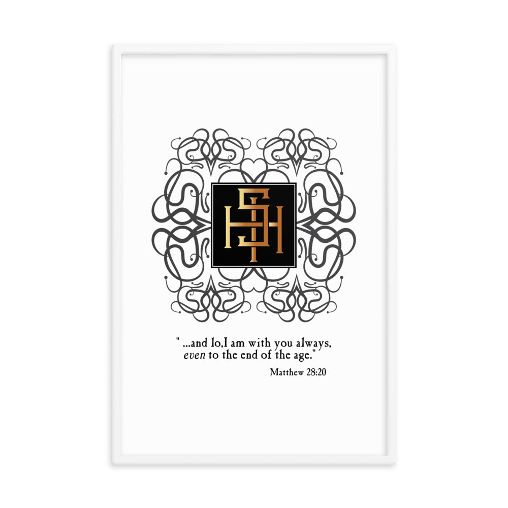 Framed poster IHS Christogram - Matthew 28:20 Free Shipping