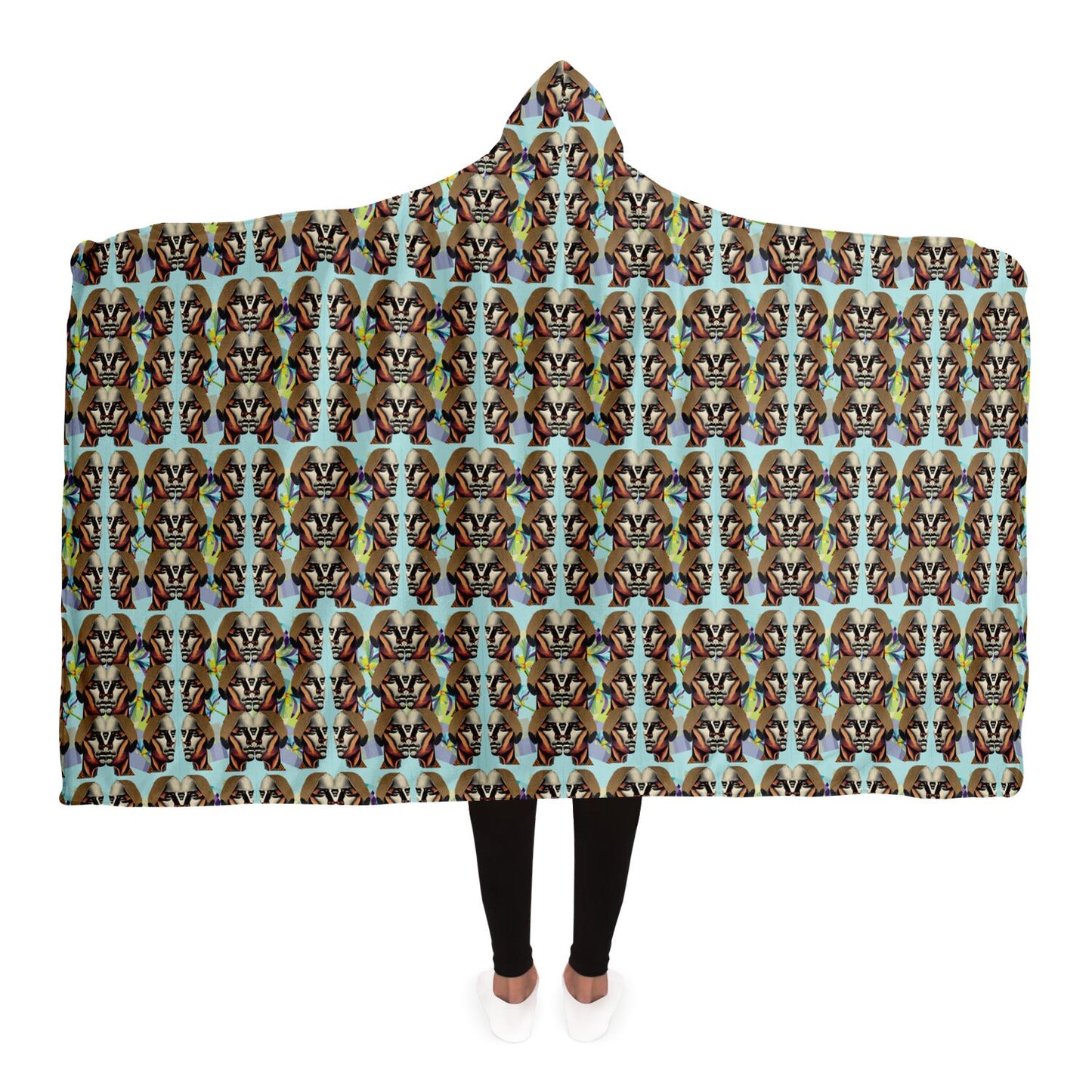 Hooded Blanket - AOP Kukloso Cubist Faces No 49 - Free Shipping