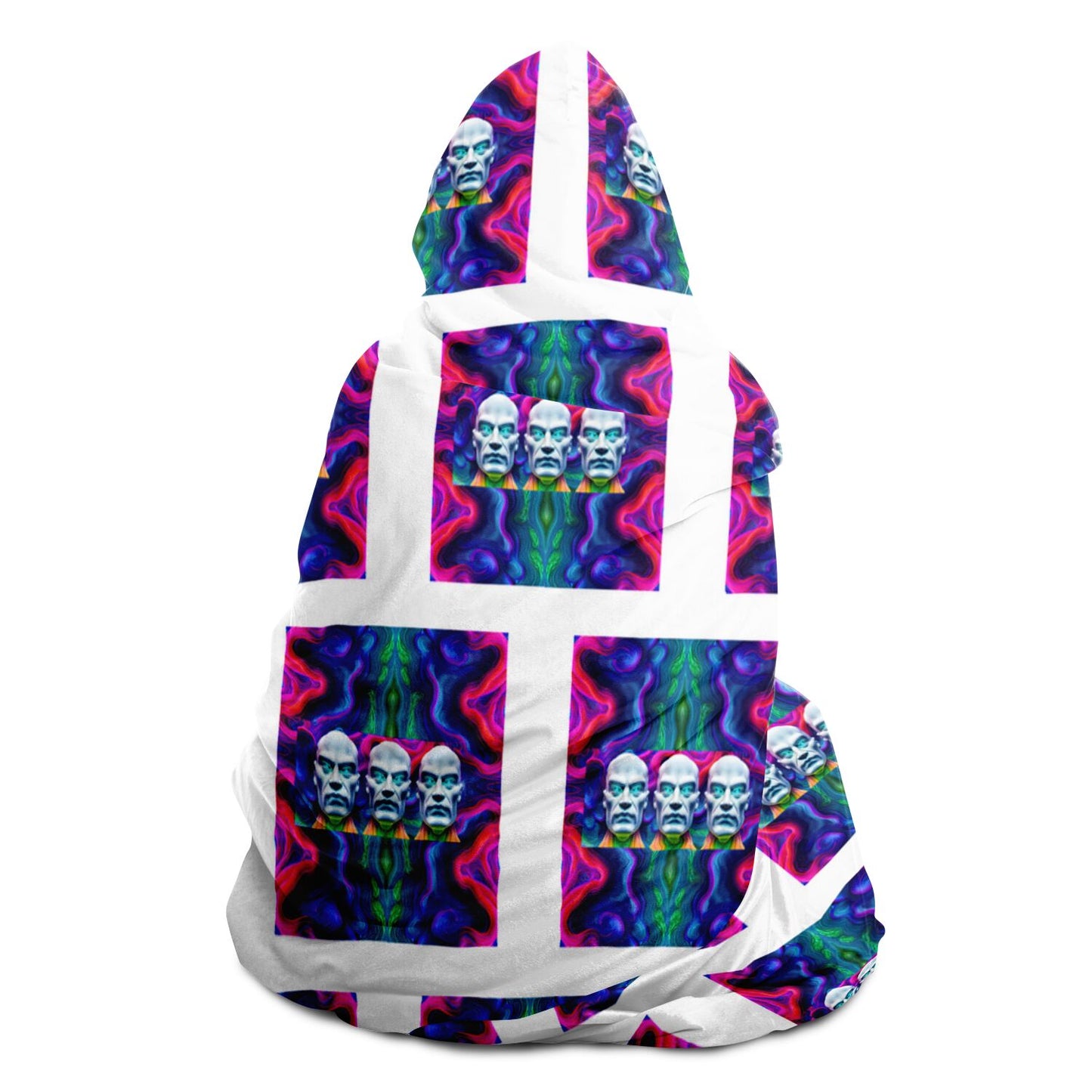 Hooded Blanket - AOP Kukloso Alien Faces No 16 - Free Shipping