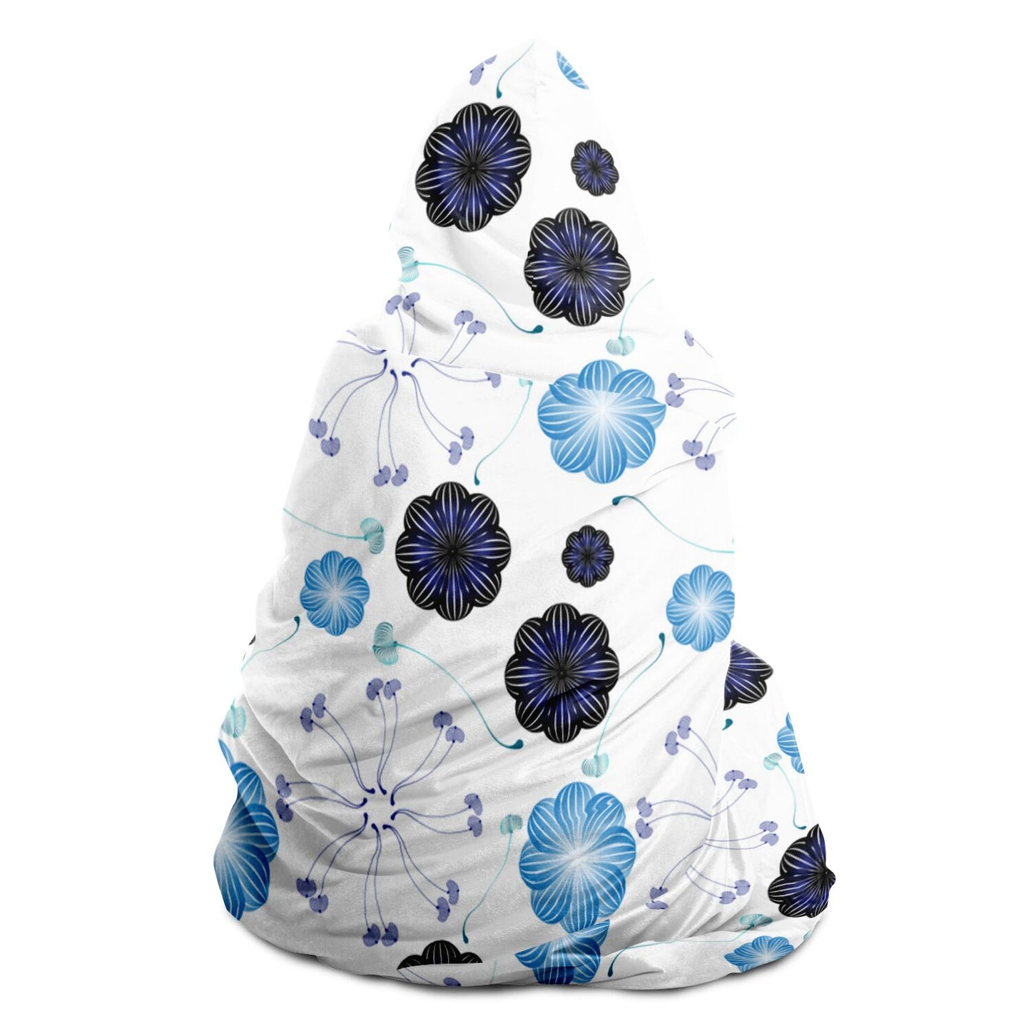 Hooded Blanket - AOP Kukloso Abstractical No 272 Blue Abstract Shapes on White - Free Shipping