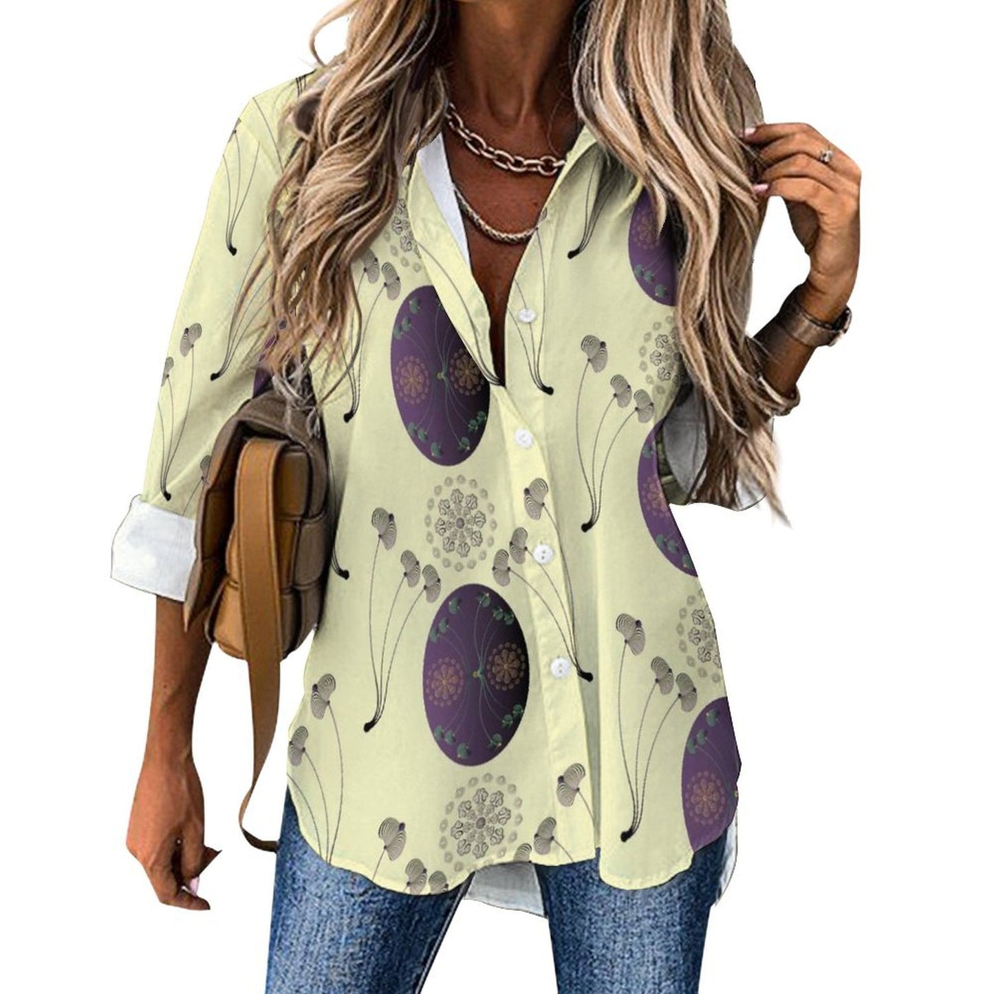 Long Sleeve Shirt Blouse Kukloso Abstract No 1190