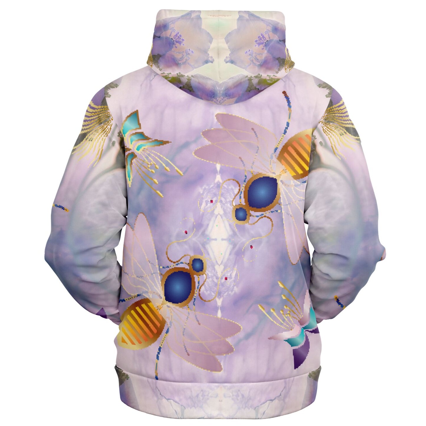 Fashion Zip-Up Hoodie - AOP  Kukloso Queen Bee Floral Background- Free Shipping