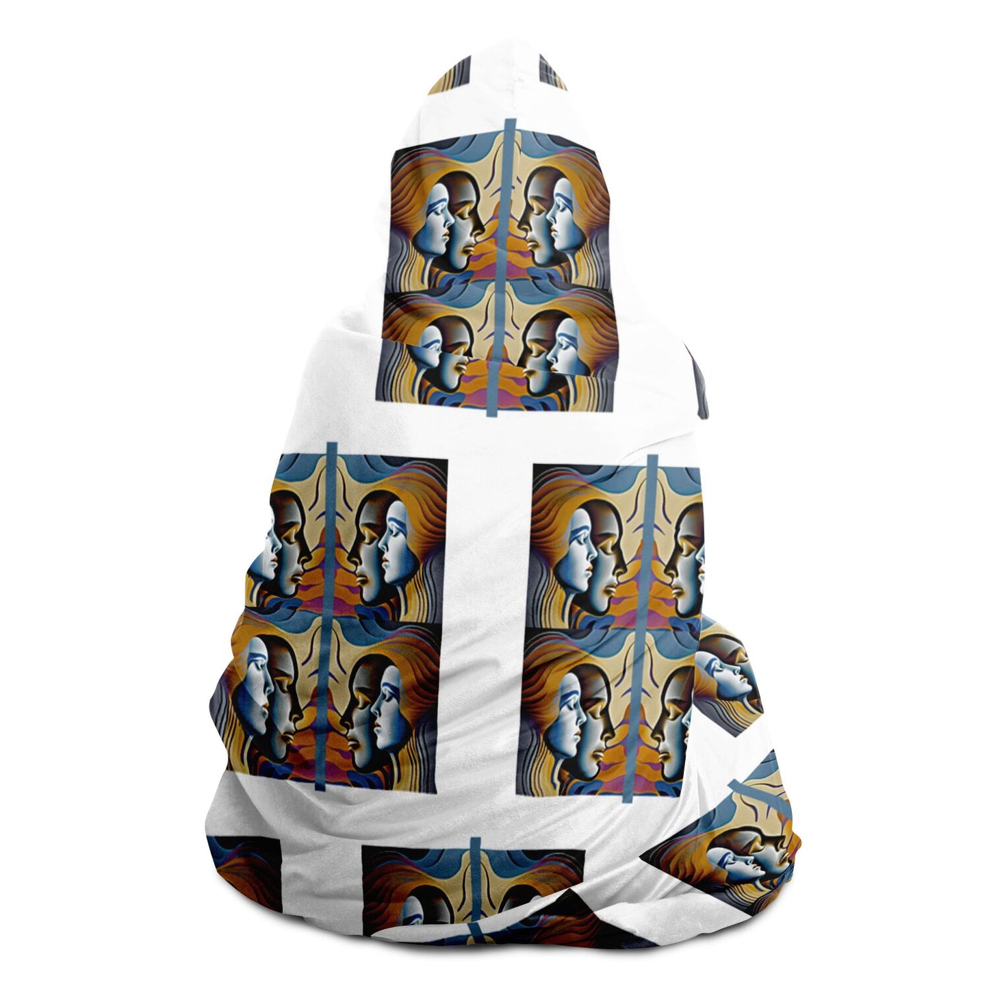 Hooded Blanket - AOP Kukloso Cubist Faces No 48 - Free Shipping