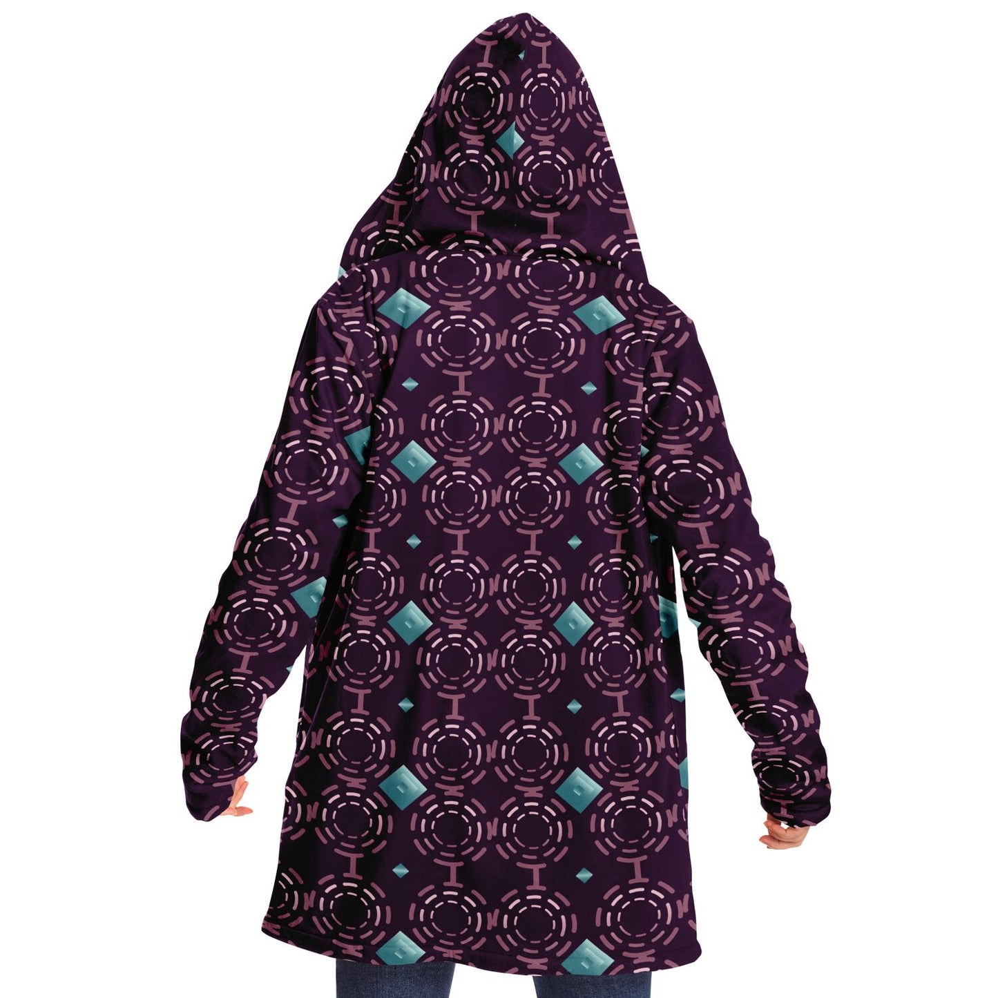 Microfleece Cloak - AOP Kukloso Whimsical No 112 Aqua-Purple - Free Shipping