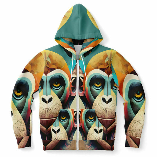 Fashion Zip-Up Hoodie - AOP  Kukloso Mr. Chimp Multicolored - Free Shipping