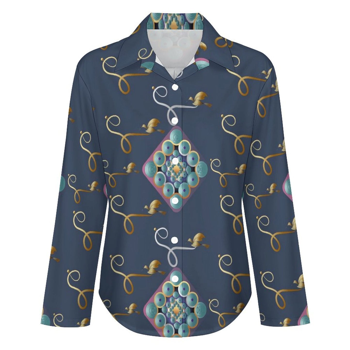 Long Sleeve Shirt Blouse Kukloso Abstract No 33