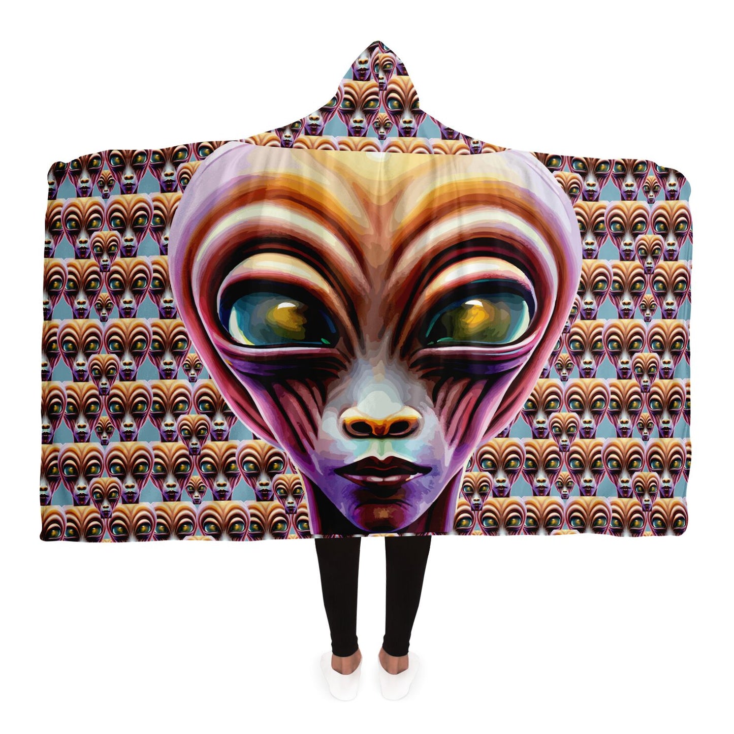 Hooded Blanket - AOP Kukloso Cubist Space Girls No 6 - Free Shipping