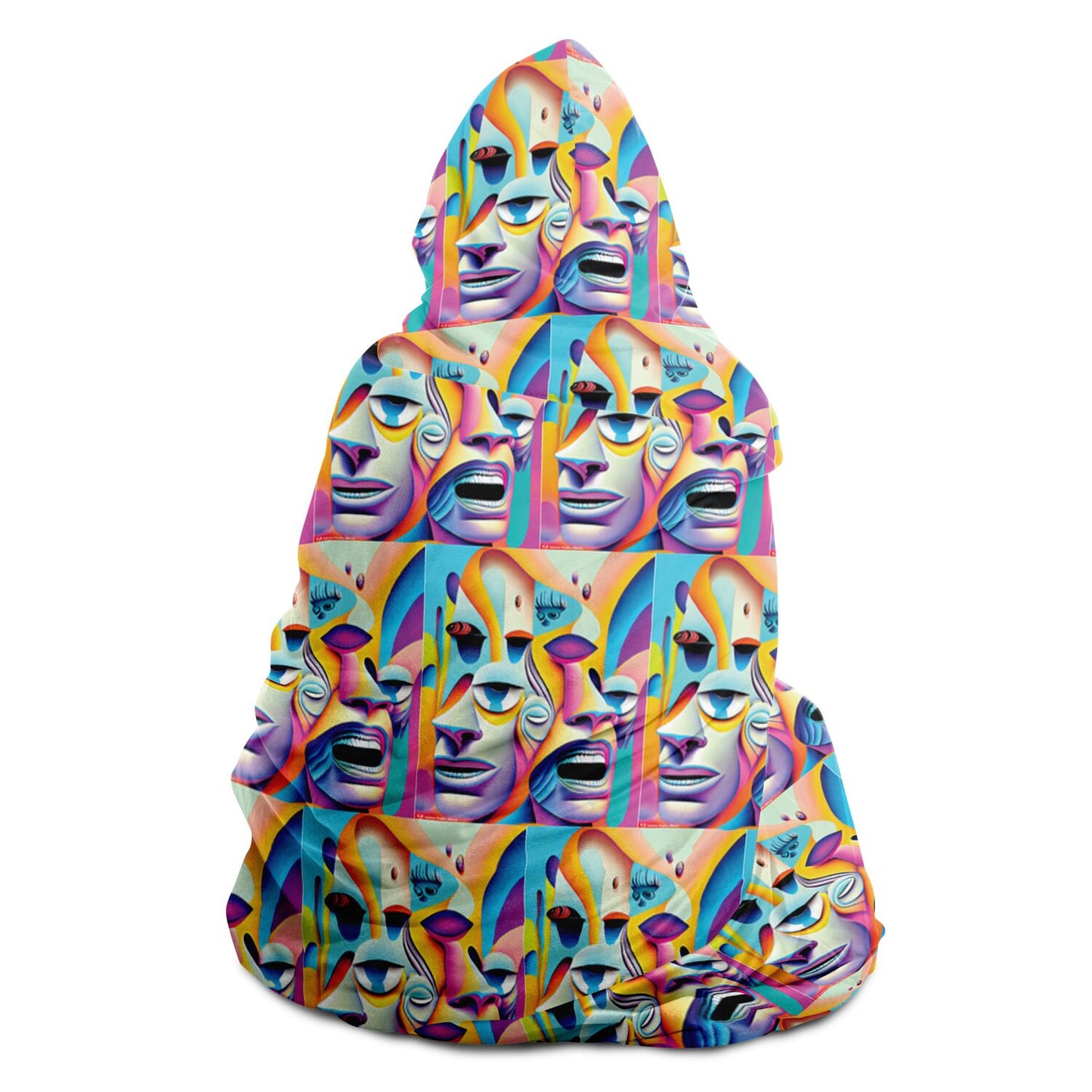 Hooded Blanket - AOP Kukloso Alien Faces No 7 - Free Shipping