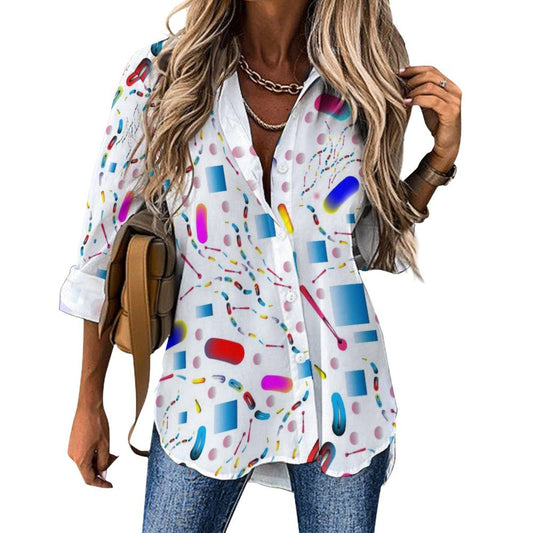 Long Sleeve Shirt Blouse Kukloso Abstract No 411