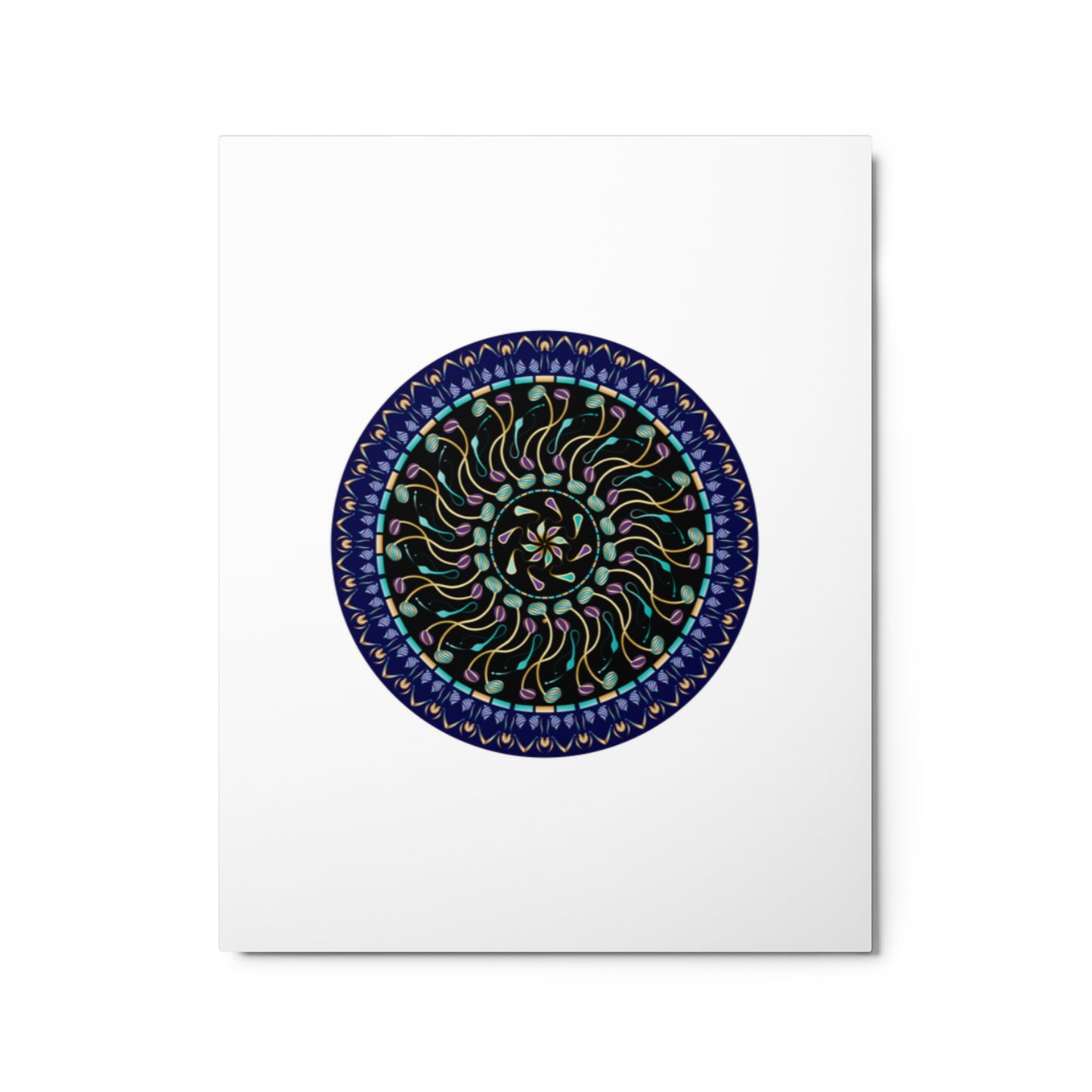 Metal prints Kuklos No 4488 Abstract Mandala Aqua, Blue & Gold colors Free Shipping