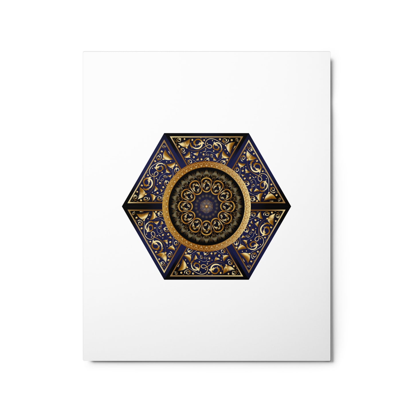 Metal prints Circumplexical No 3865 Intricate six-sided Mandala Gold & Black color Free Shipping