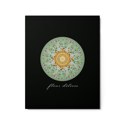 Metal print Circumplexical No 3953 Mandala -Nature/Floral - Green & Gold - Fleur Delices ( Flower Delights Free Shipping