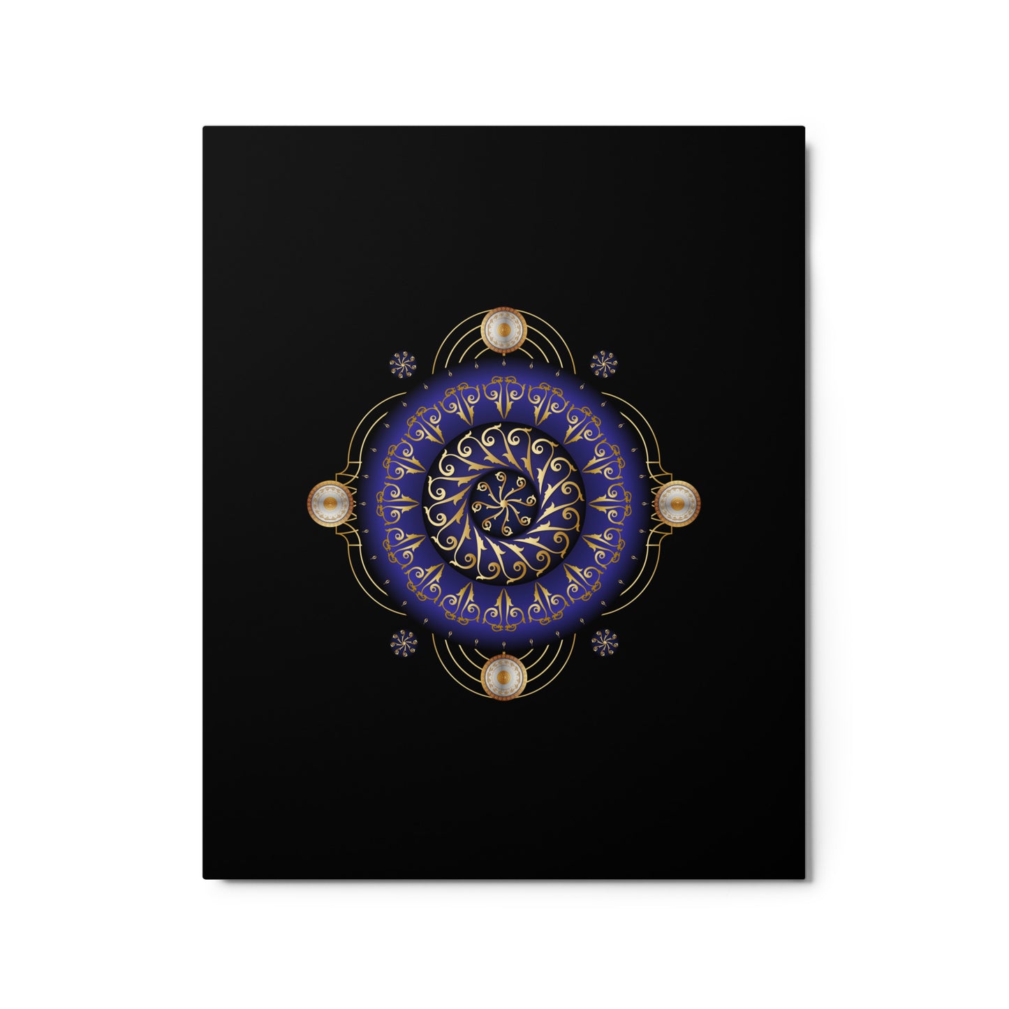 Metal prints Circumplexical No 4048 Mandala Navy, Silver & Gold color Free Shipping