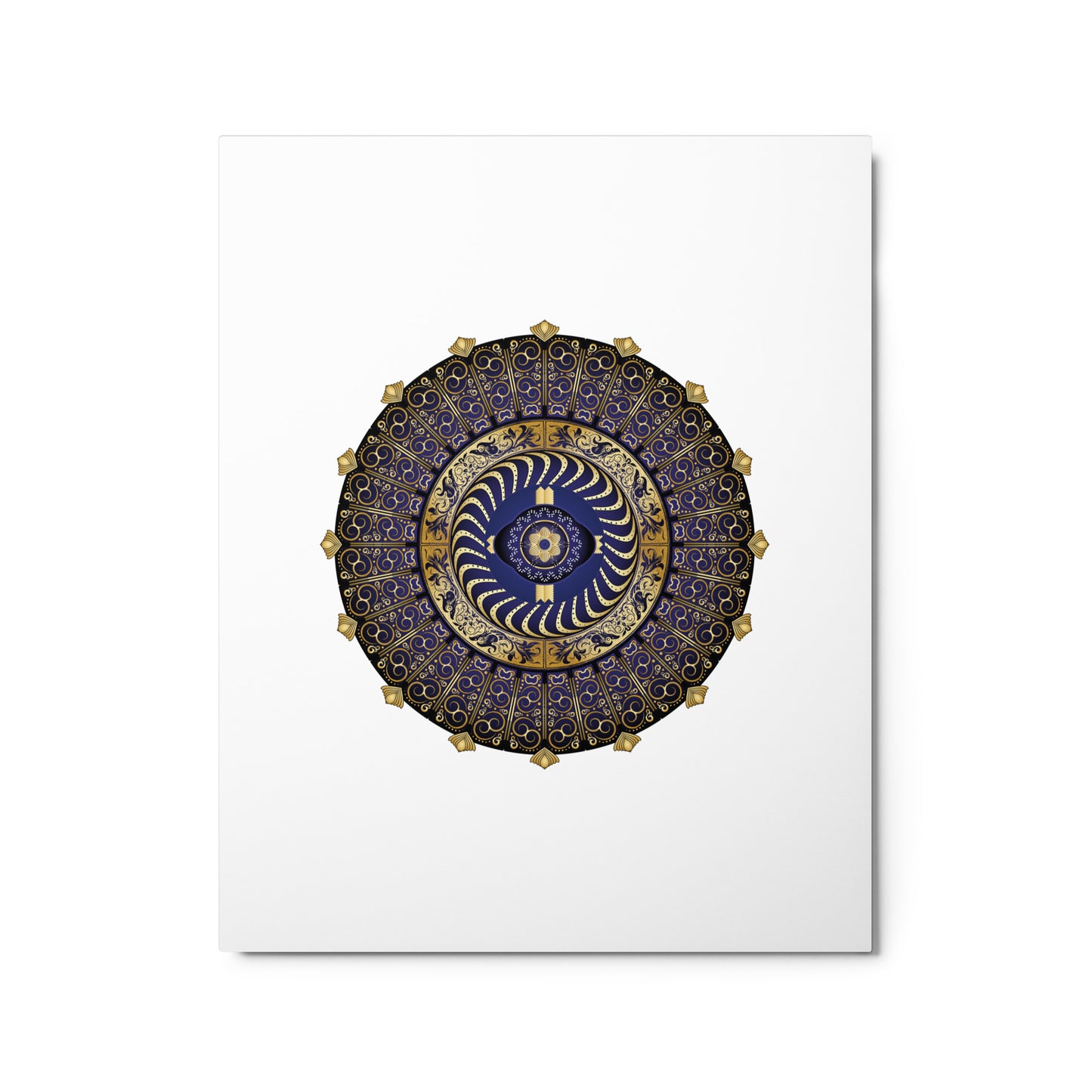 Metal prints Circulosity No 2987 Mandala Dark Navy & Gold Free Shipping