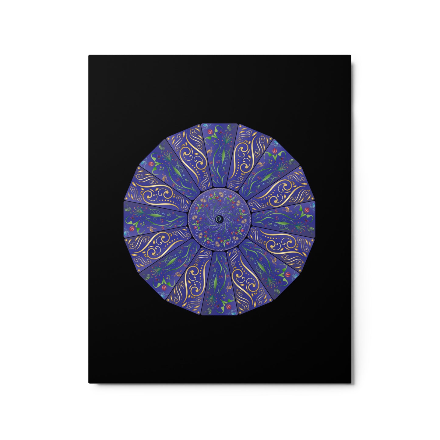 Metal prints Circulosity No 2984 Mandala Blue & Gold Free Shipping