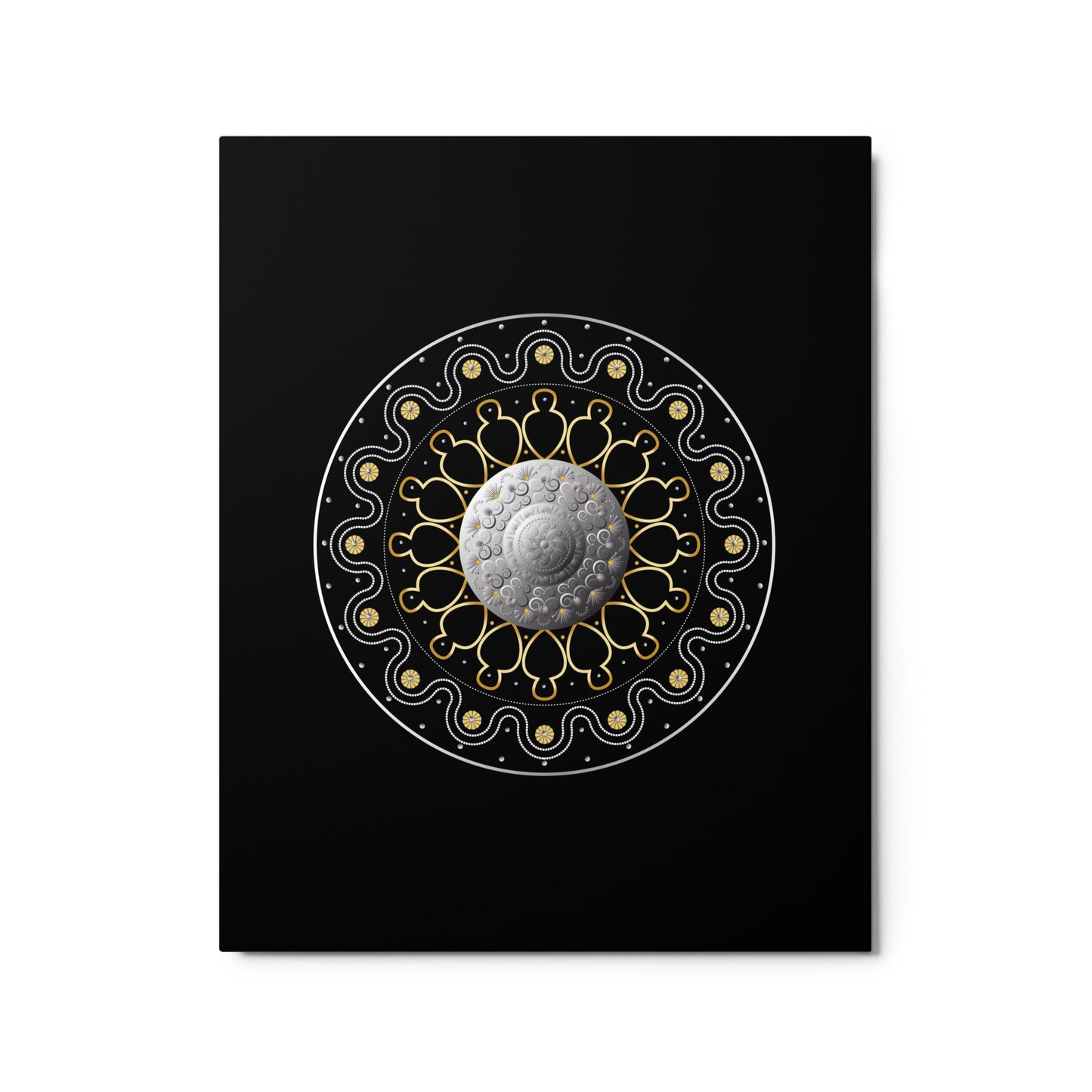 Metal prints Circulosity No 2810 Mandala Silver -Gold - Black colors Free Shipping