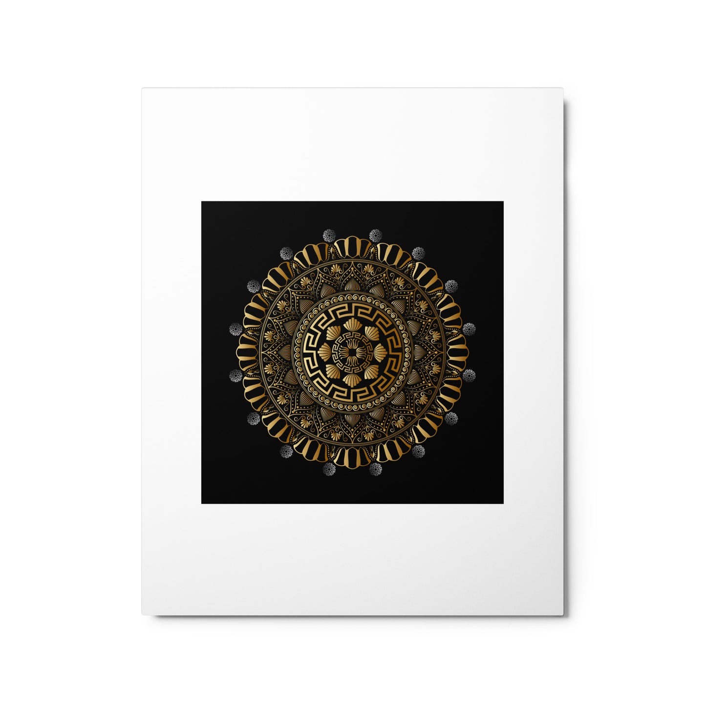 Metal prints Kuklos No 4354 Greek Border design Mandala Gold - Black Free Shipping