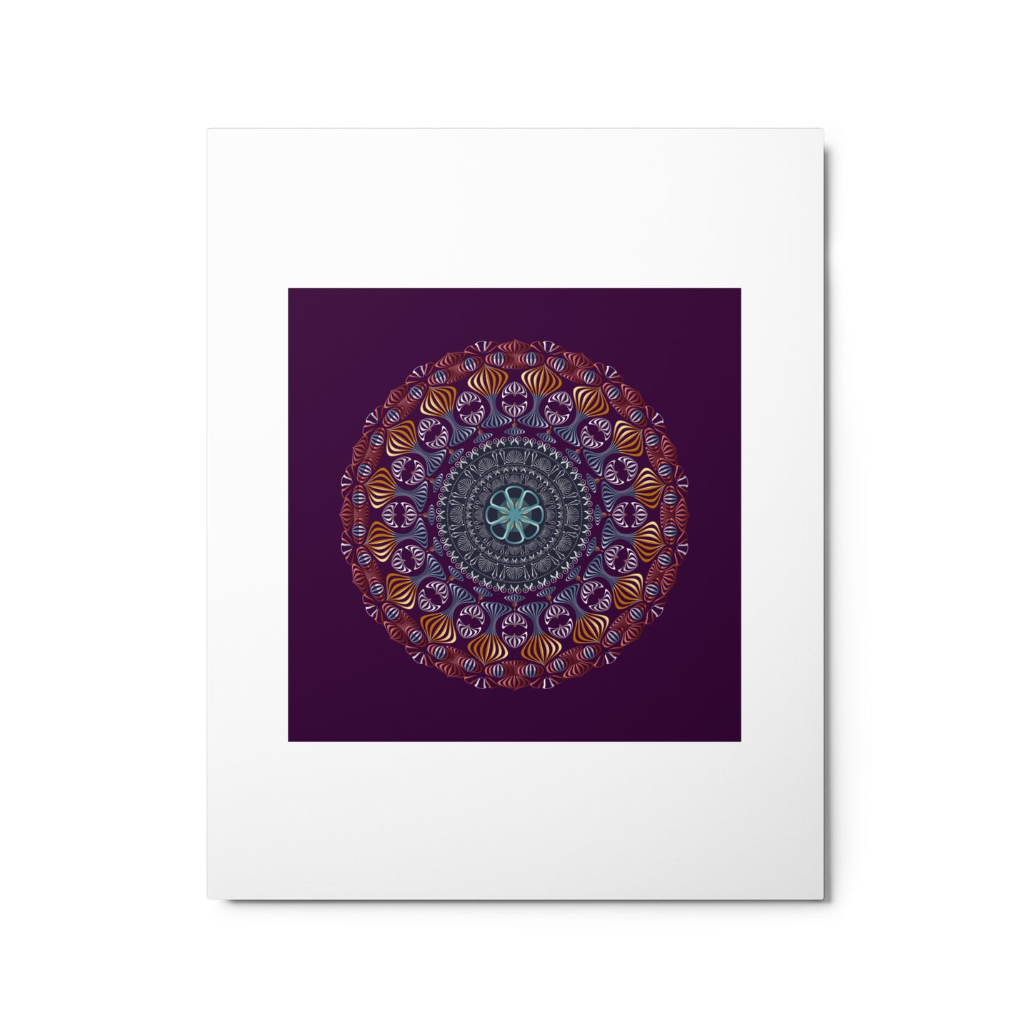 Metal prints Kuklos No 4420 Mandala Gold - Silver - Aqua colors Free Shipping