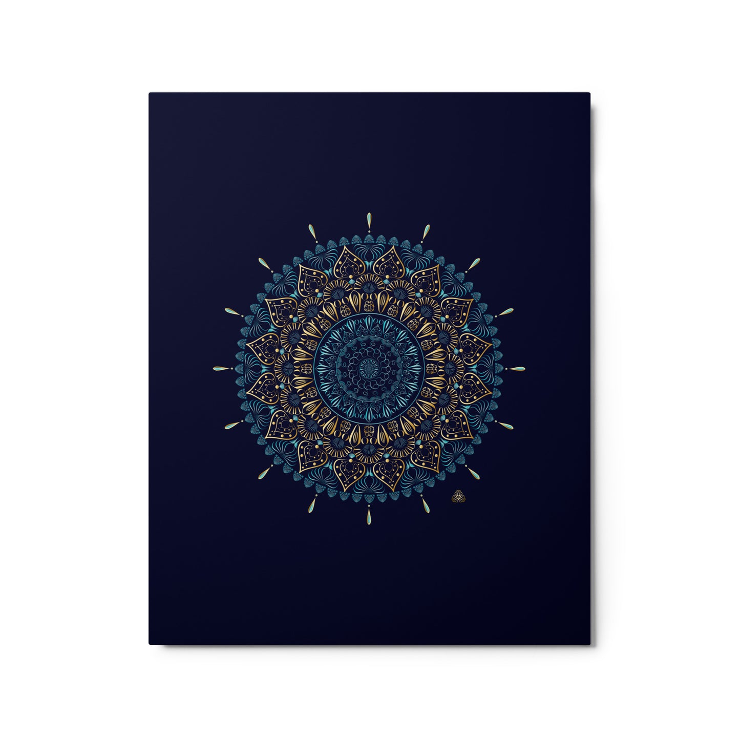 Metal prints Kuklos No 4331 Mandala Aqua - Gold colors Free Shipping