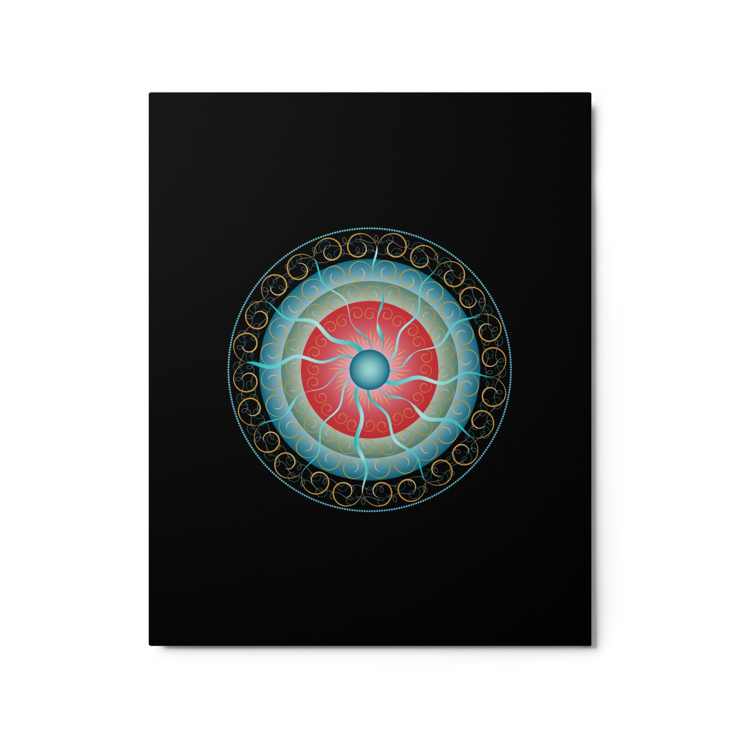 Metal prints Complexical No 2155 Mandala, Aqua - Red - Gold Free Shipping