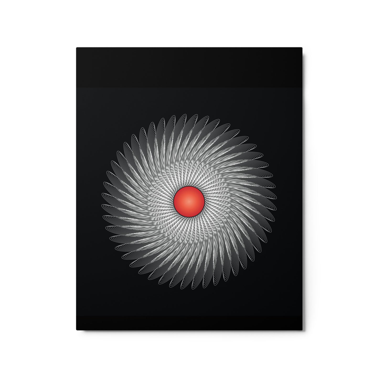 Metal prints Circularity No 120 Mandala Spinning White Feathers - Red Center Free Shipping