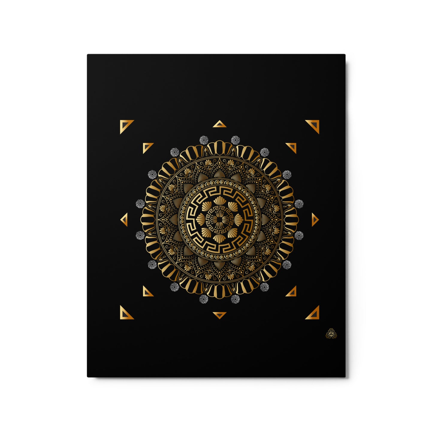 Metal Prints Kuklos No 4371 Mandala Greek Border Design, Gold on Black Free Shipping