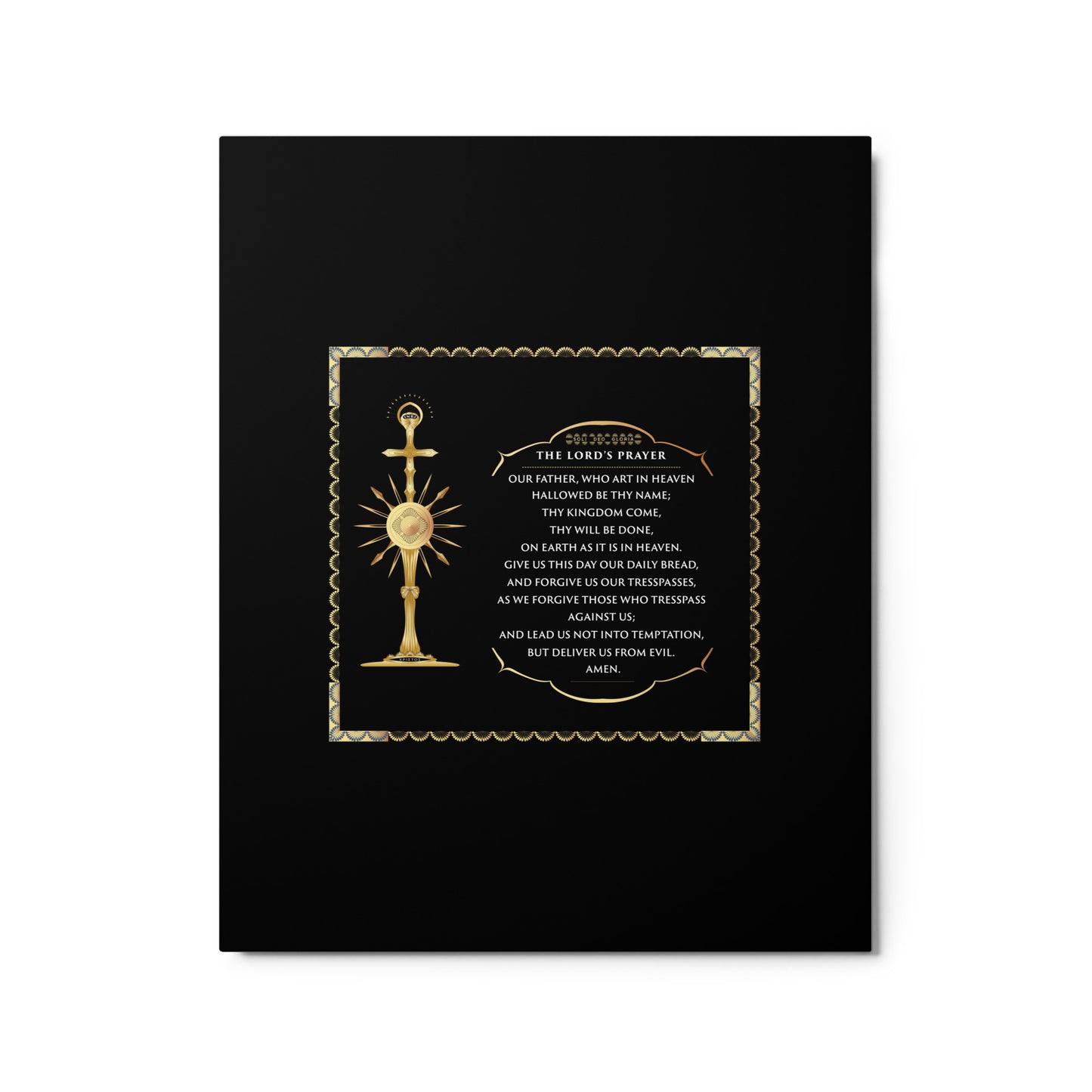 Metal prints Christian theme The Lord's Prayer - Monstrance- Gold - Black - Free Shipping