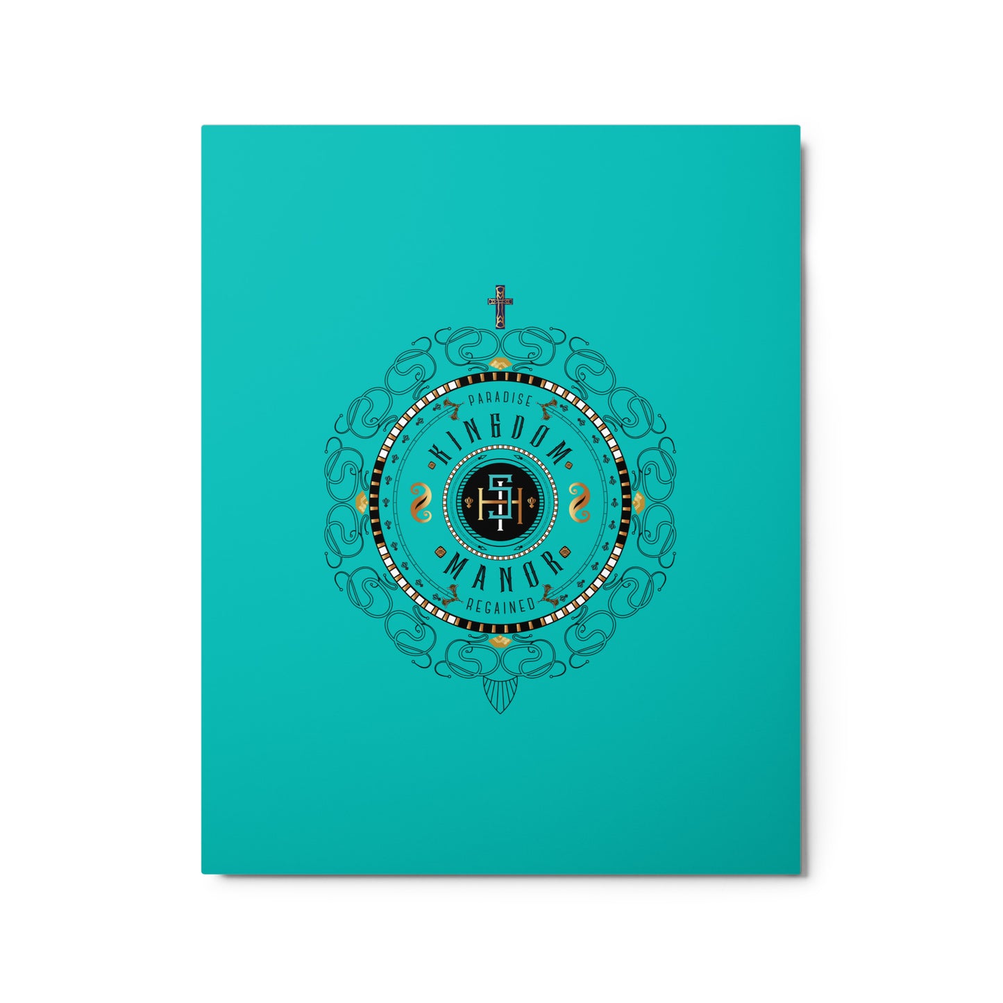 Metal prints Christian theme ' Kingdom Manor ' Turquoise - Black - Free Shipping