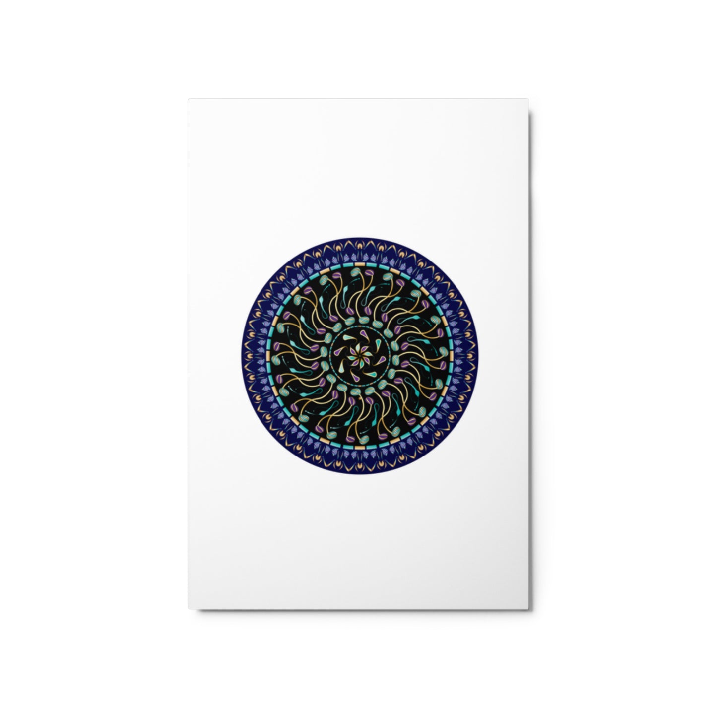 Metal prints Kuklos No 4488 Abstract Mandala Aqua, Blue & Gold colors Free Shipping