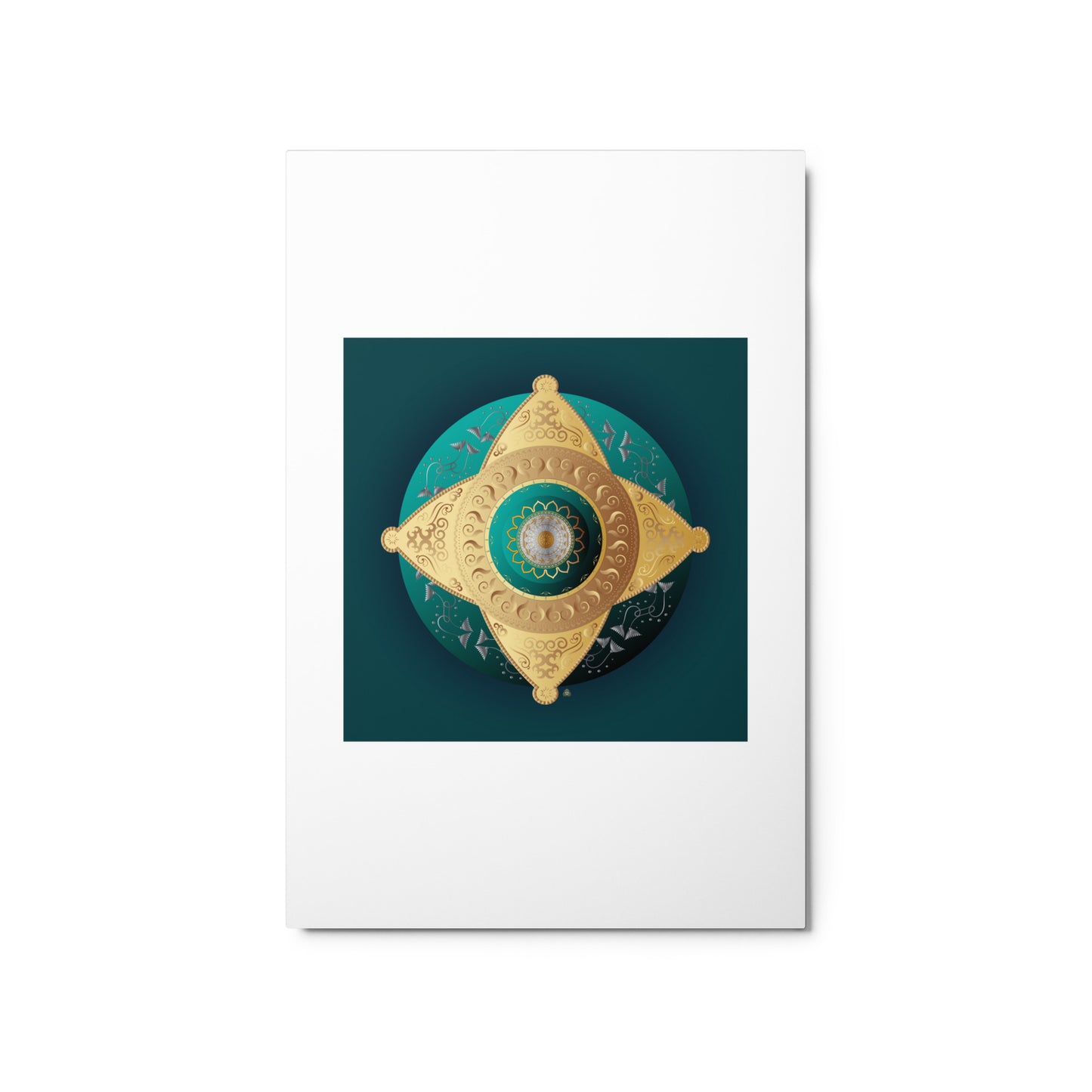 Metal prints Circumplexical No 4063 Mandala Pale Old Gold & Viridian Green color Free Shipping