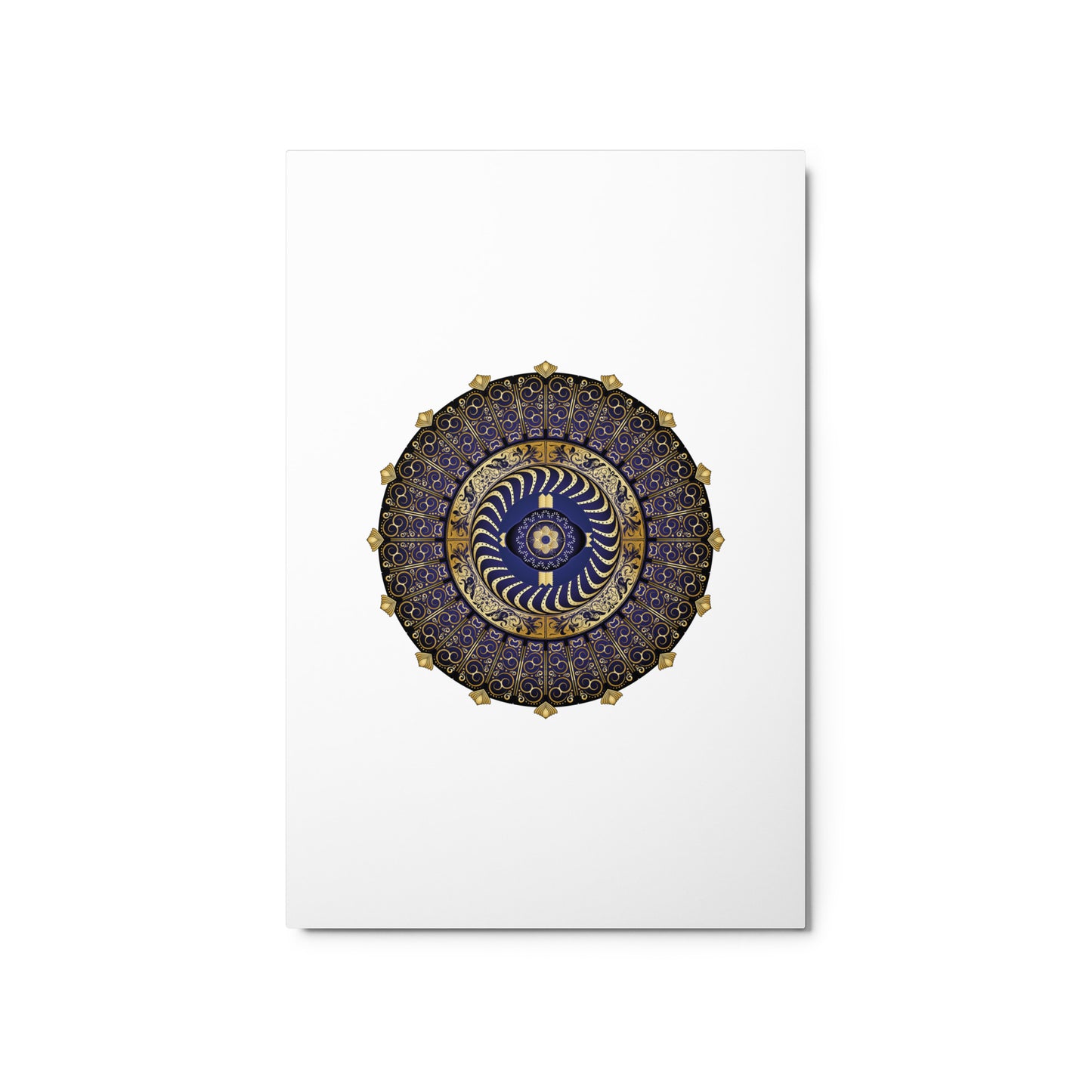 Metal prints Circulosity No 2987 Mandala Dark Navy & Gold Free Shipping